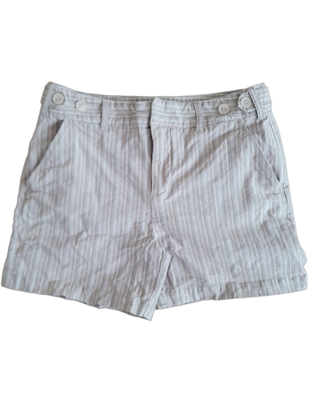 Jessica Sport Women's Beige Striped Button Detail Casual Summer Shorts (size 8)